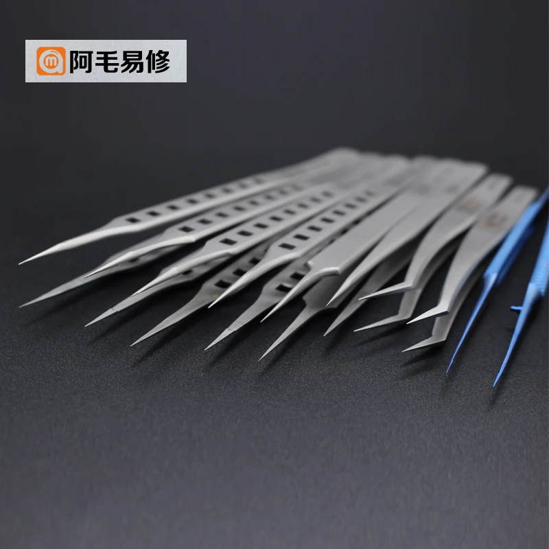 Amaoe Higher Quality Stainless Steel Precision Tweezers Set Straight/Curved For Motherboard Fingerprint Repair Tools