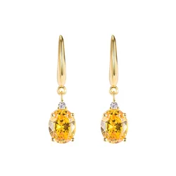 Earrings 925 Silver Jewelry Oval Citrine Zircon Gemstone Trendy Drop Earrings for Women Wedding Promise Party Ornament Wholesale