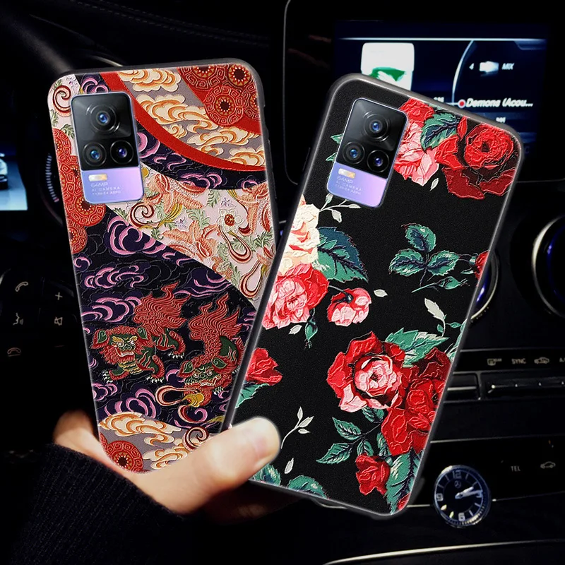 3D Relief Cover For Vivo V21E Case V2061 Black Silicone Coque For Vivo V21E Cases Soft TPU Funda VivoV21E V 21E Phone Cats Print