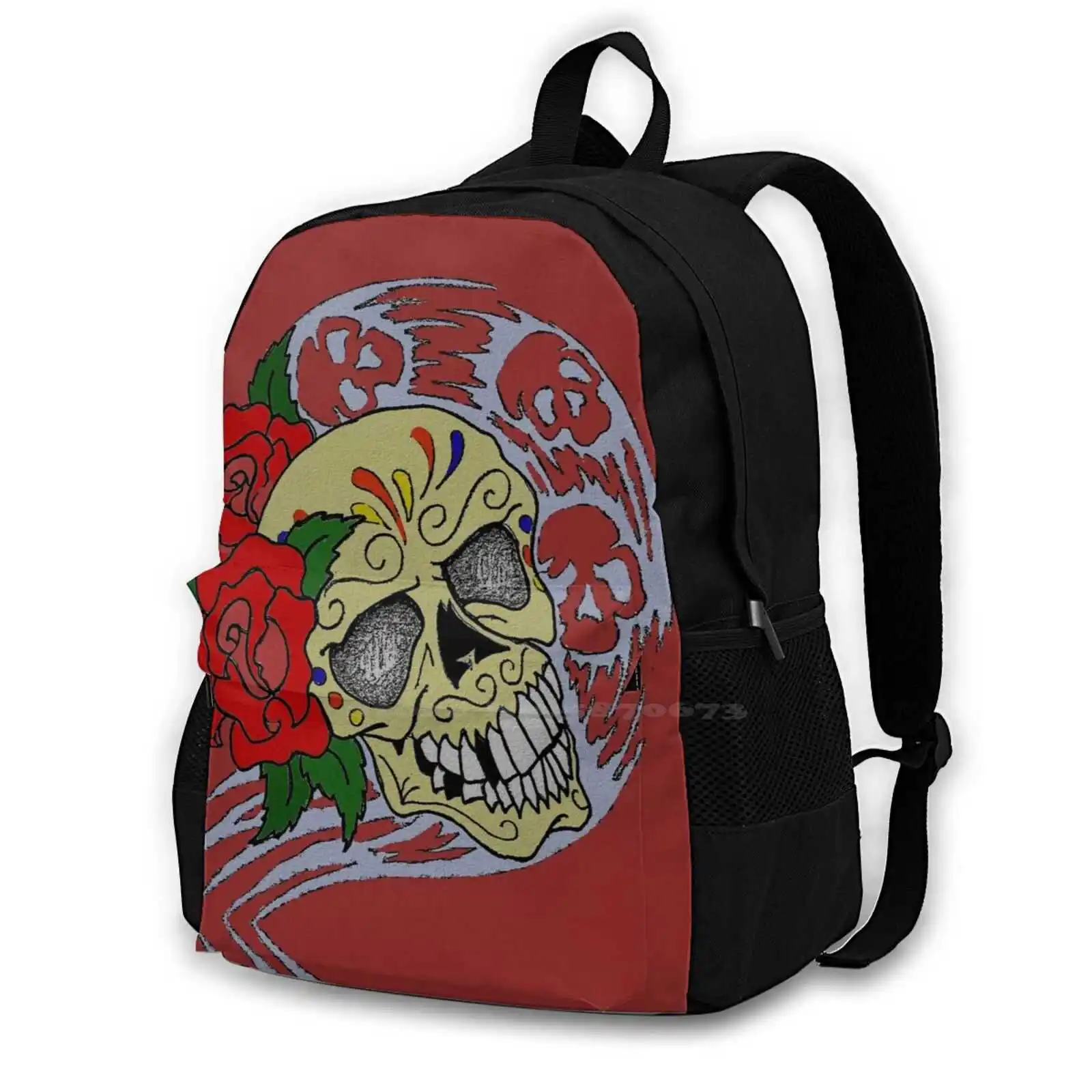 

Skulls Bag Backpack For Men Women Girls Teenage Skulls Flower Roses Lap Top Case