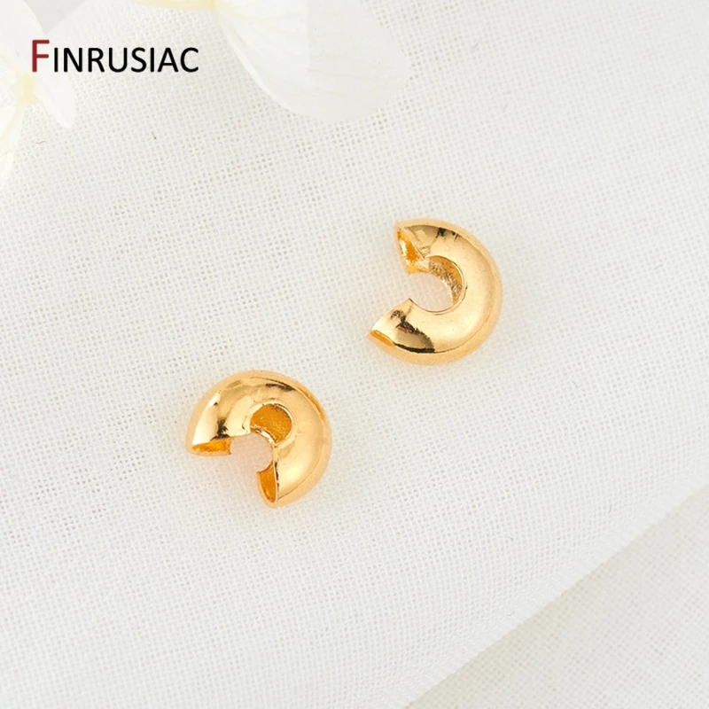 Jewelry Making Supplies Real gold Plated Crimp Bead Covers Positioning Beaded Beads Cover For DIY Jewellery