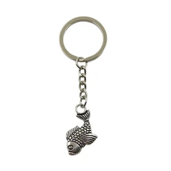 Factory Price Carp Fish Pendant Key Ring Metal Chain Bronze Silver Color Men Car Gift Souvenirs Keychain Dropshipping