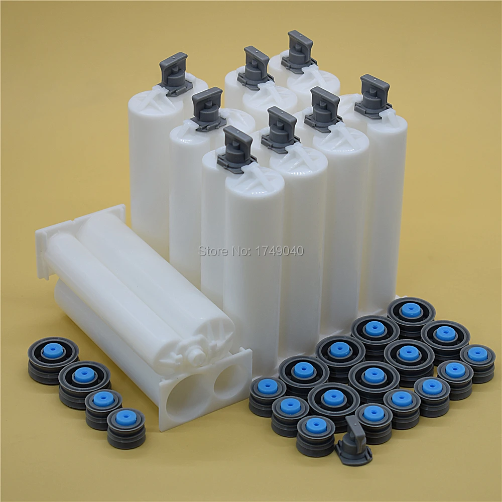접착제 카트리지 에폭시 수지 접착제 빈 1:2 듀얼 카트리지 AB 접착제 믹서 튜브, 50ml 1:2 AB 접착제 건 디스펜서, 10 개