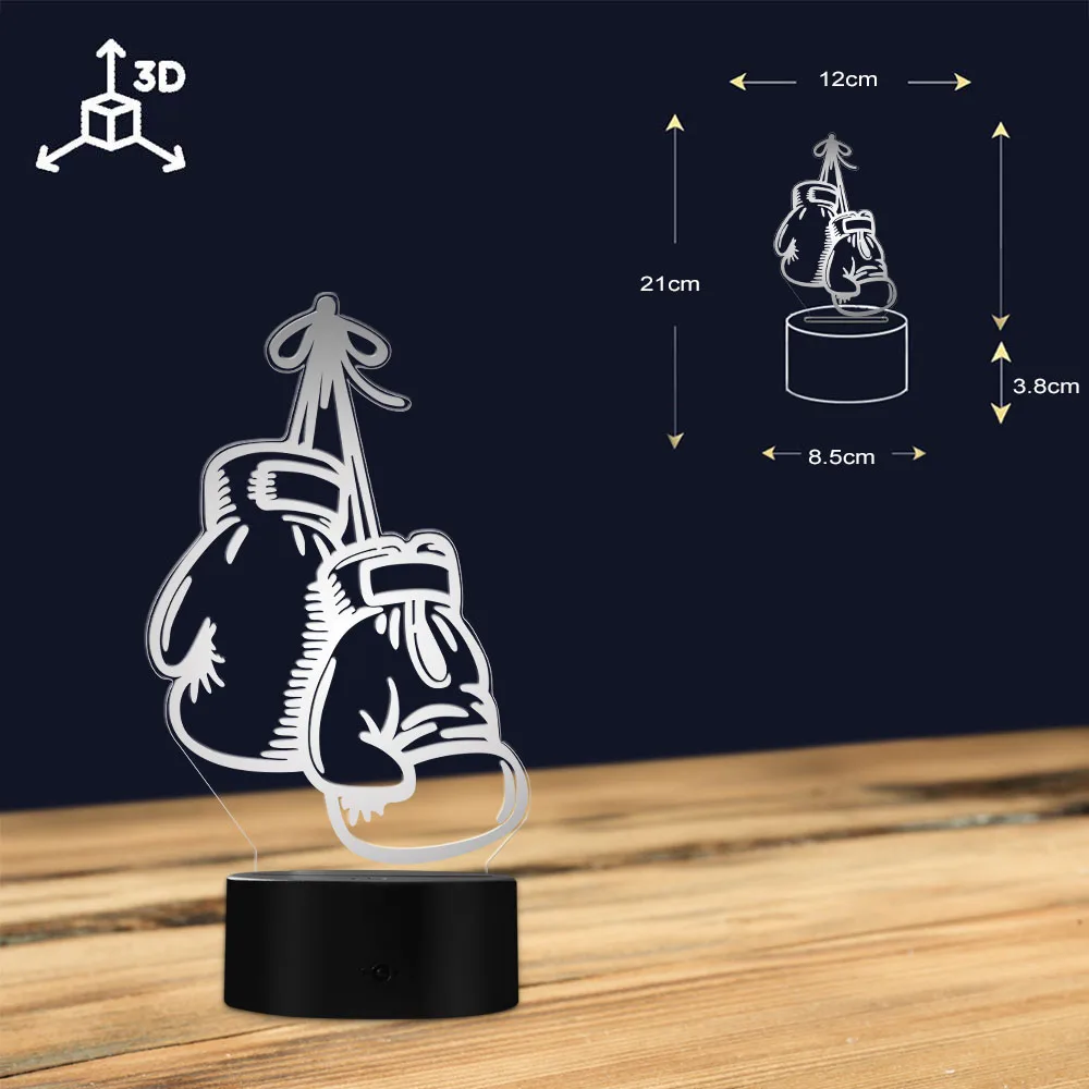 Boxing Gloves Novelty Table Night Light LED Desk Night Lamp Touch Control Engraved Gift 7 Color Change Boxing GYM Decoration