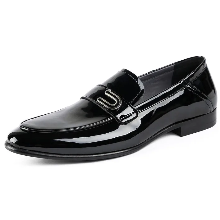 

Fashion Mens Loafers Casual Shoes Patent Leather Dress Shoes Male Formal Wedding Shoes