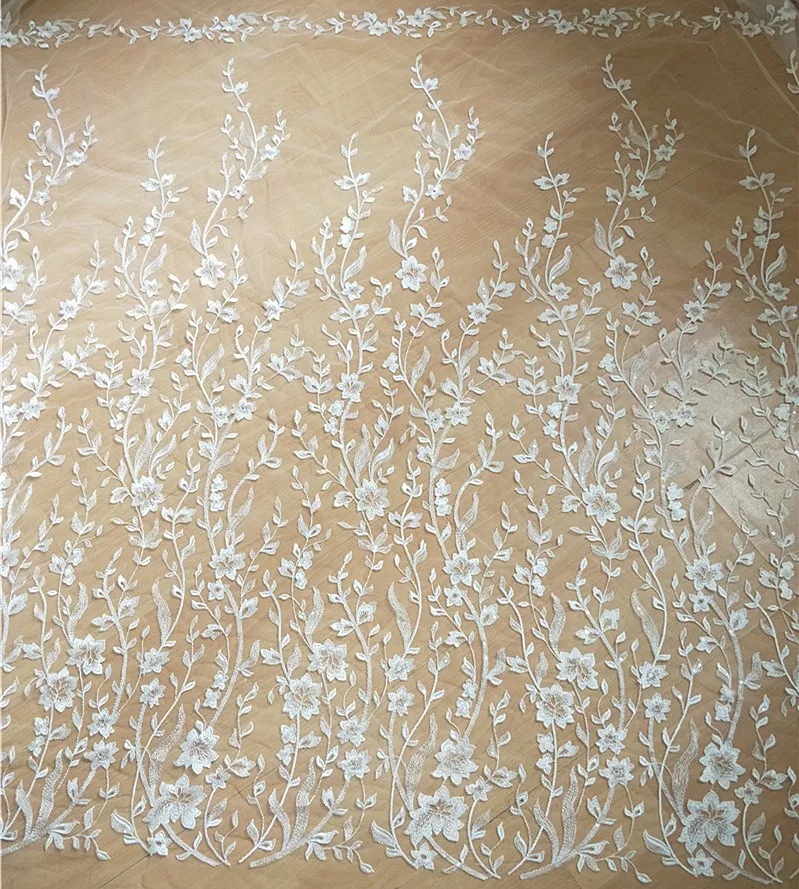 High quality fancy all over bridal mesh lace french fabric embroidery  5 yards/Lot