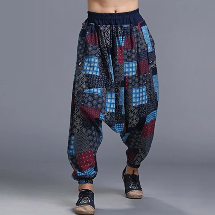 Men Women Yoga Harem Pants India Printed Traditional Trouers Wide Leg Hippie Baggy Cotton Loose Leisure Festival Sports Pants