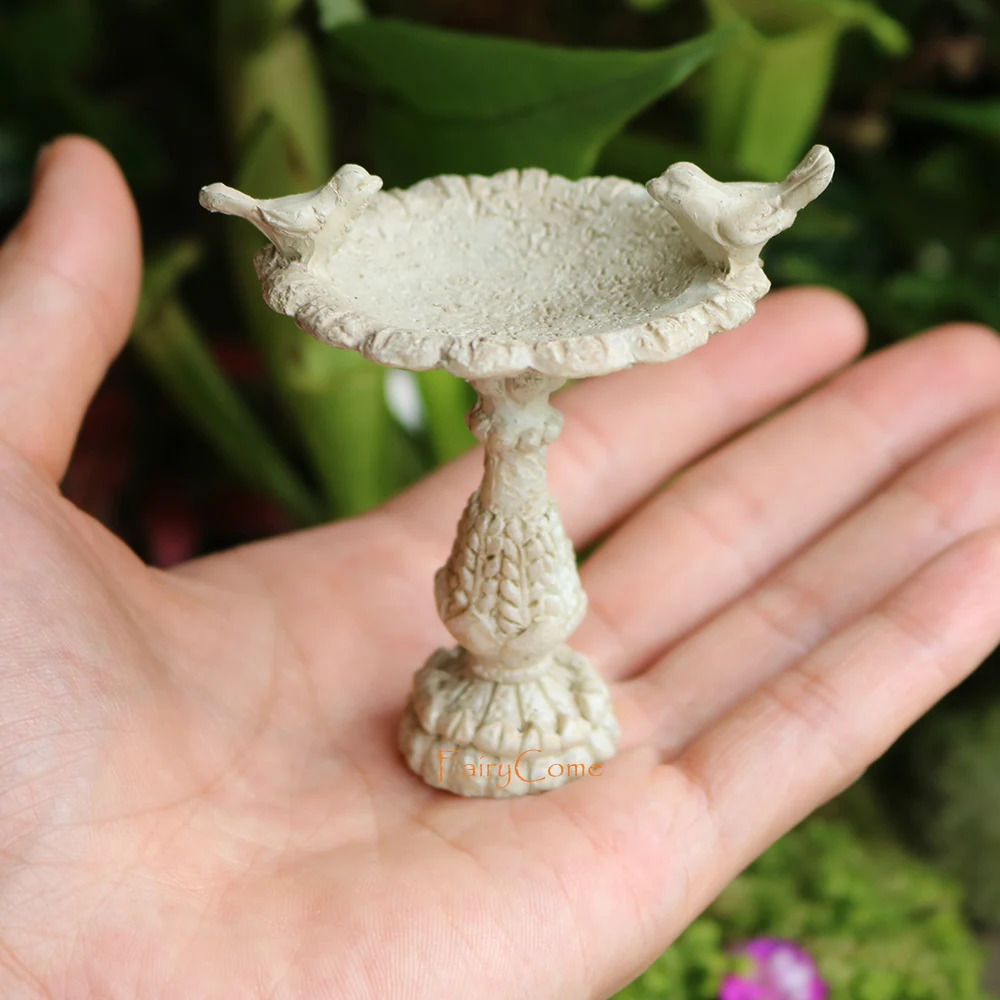 Jardín de hadas para baño de aves en miniatura, alimentador de resina para aves, fuente de bonsái, maceta Mini, accesorios de decoración de jardín