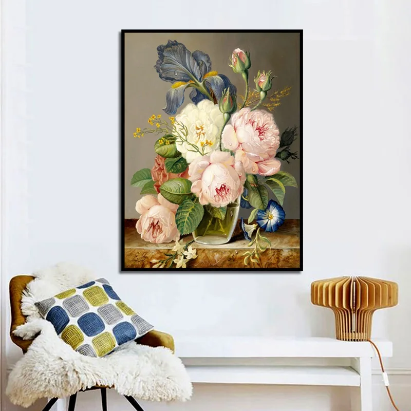 Beautiful lily cluster poster canvas print painting nordic style wall art modular living room bedroom house without block diagra