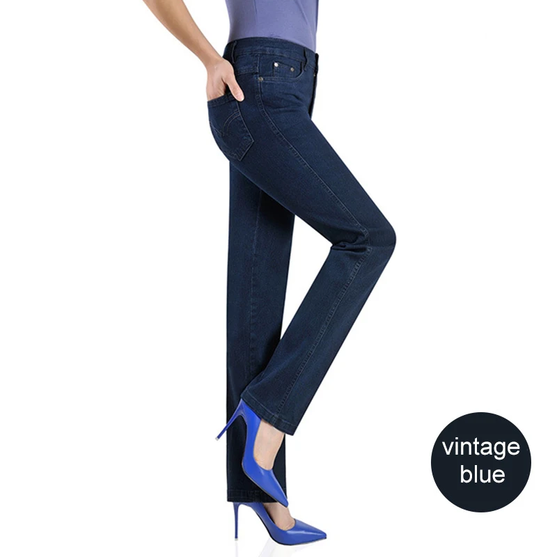 Vintage hoge taille jeans dames herfst herfst rechte lange denim broek dames 2020 plus size moeder zwart blauwe jeans broek broek