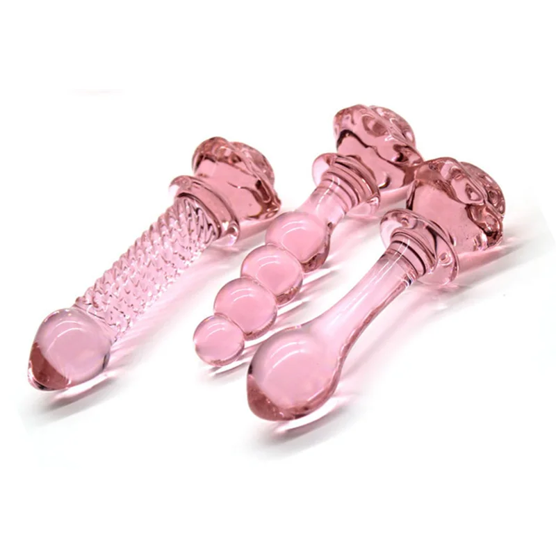 Pink Rose Pyrex Glass Crystal Artificial Dildo Vaginal Anal Butt Plug for Couple Gay Prostate Massage Fake Penis Sex Toys