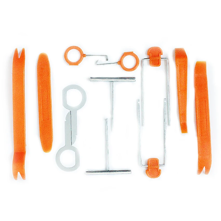 12 Buah/Set Kit Alat Pembersih Pangkasan Otomatis Panel Pintu Mobil Kit Alat Pembersih Audio Dasbor untuk Panel Hiasan Pintu Stereo Dasbor