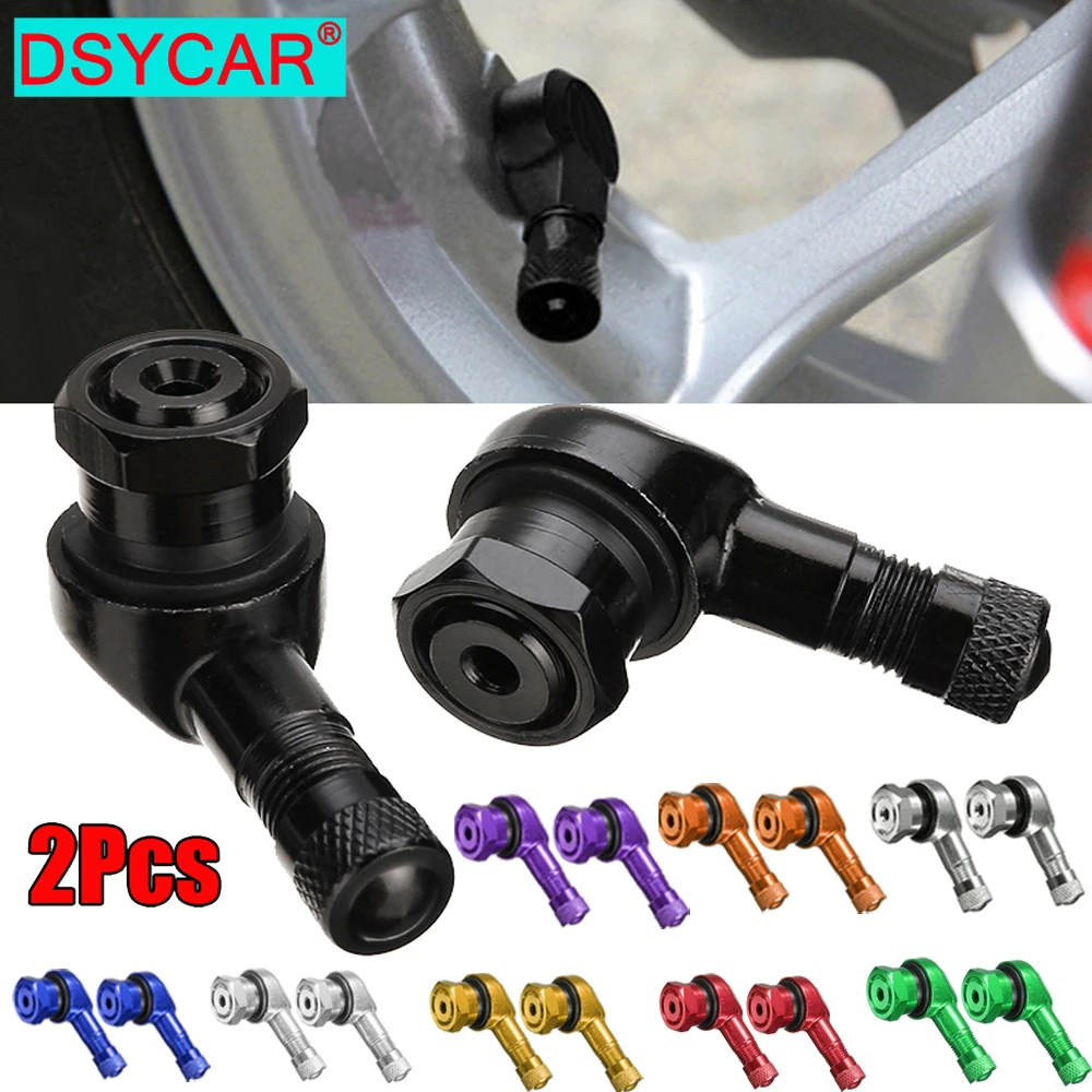 DSYCAR 2Pcs 90 Degree CNC Motorcycle Tire Valve Stems -Universal Motorcycle Aluminum Wheels Tire NCY Leak-proof TWPO Valve Caps