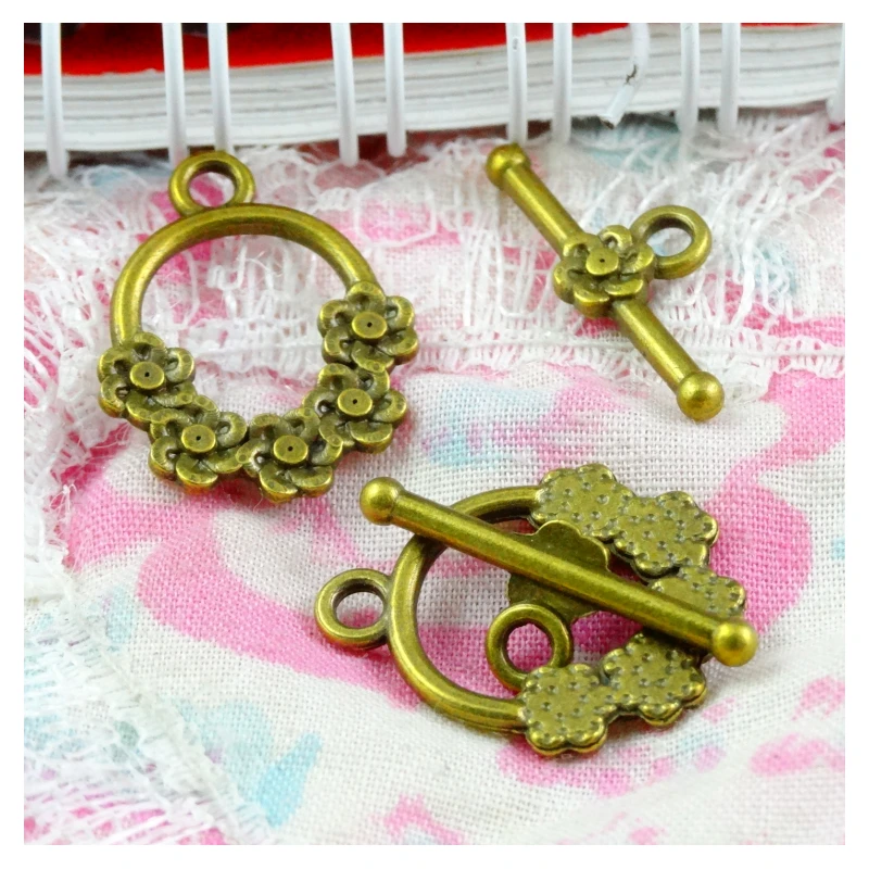 

50 Sets/Lot 20.5*16.2MM Antique Bronze Plated Flowers OT Clasp For Jewelry Making Bracelet Necklace Diy Accessories