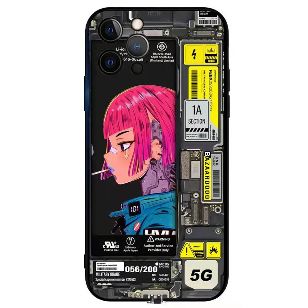 2024 Smart Cartoon Design Led Light Etui na telefon Music Cool Luminous Etui na telefon komórkowy do iPhone 12 13 14 15 16 Pro Max XR XS Plus