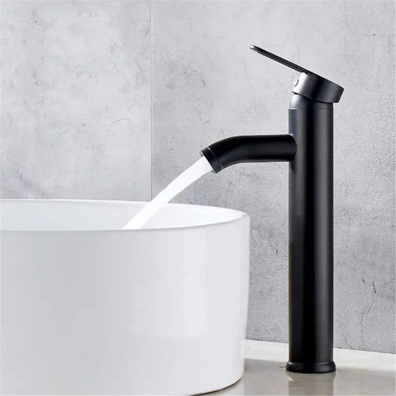 Single Handle Bathroom Basin Faucets Cold/Hot Mixer Basin Sink Tap Black