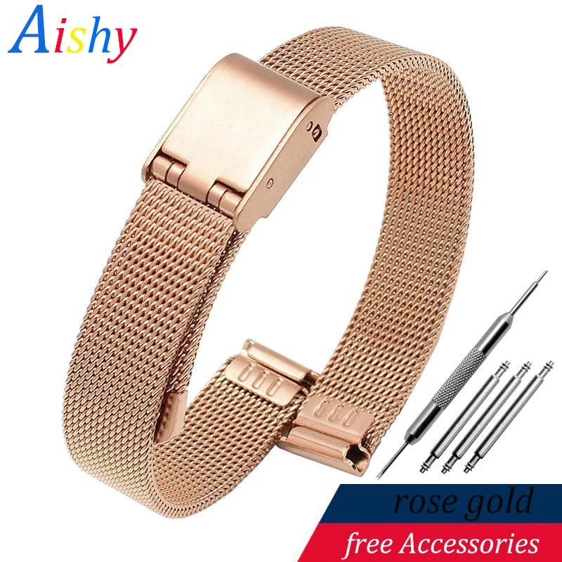 (flash sale) Mesh Watch Band Milanese wristband 8mm 10mm 12 14 16 18 20 22 24 mm Watch Strap with Tools