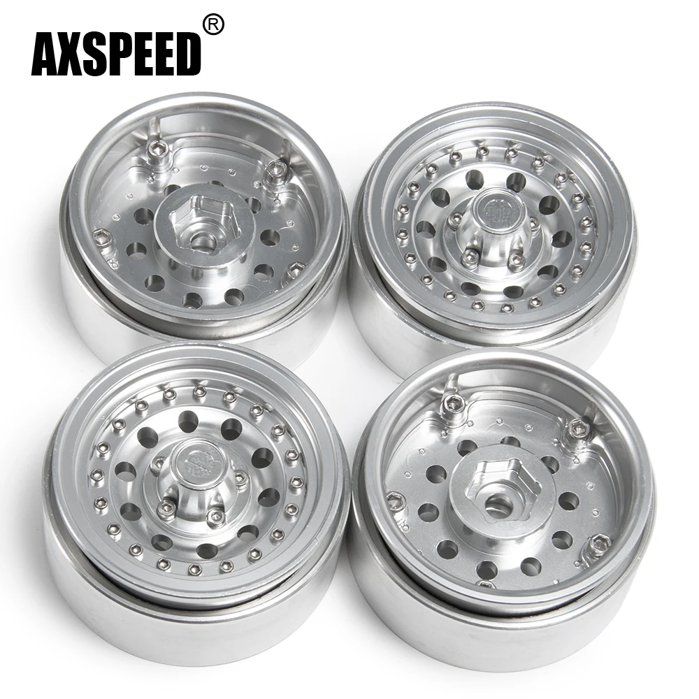 AXSPEED 1.9 inch Alloy Beadlock Wheel Rims Hubs For Axial SCX10 90046 TRX4 D90 1/10 RC Crawler Car Wheels Spare Parts