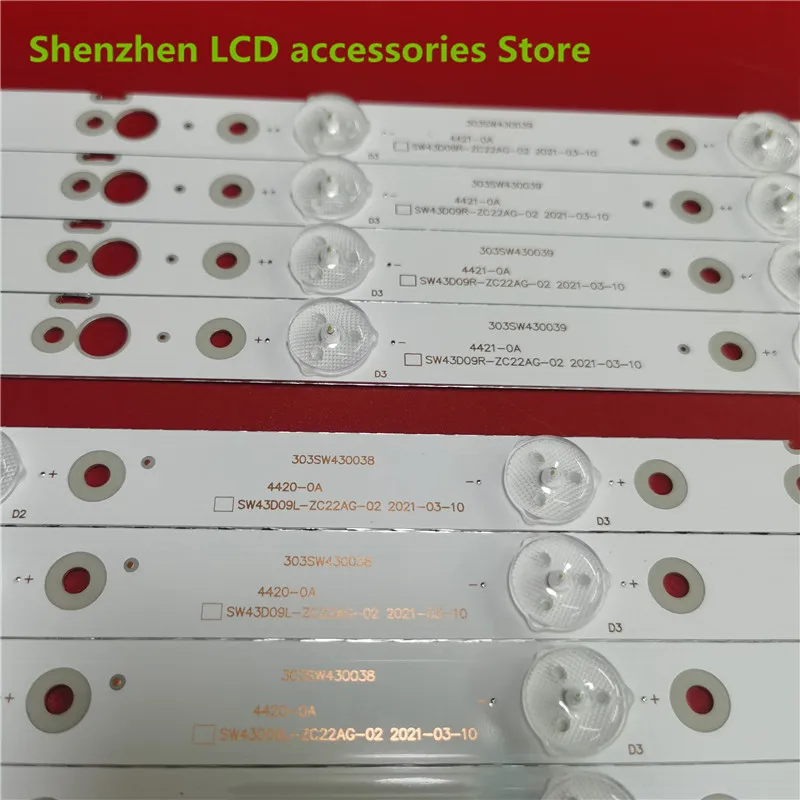 Barra de luz LED para TH-43FX680C de Panasonic, tubo de lámpara de SW43D09L-ZC22AG-02SW43D09R-ZC22AG-02, 3V, 5LED, 427MM, 4LED, 331MM, 100%