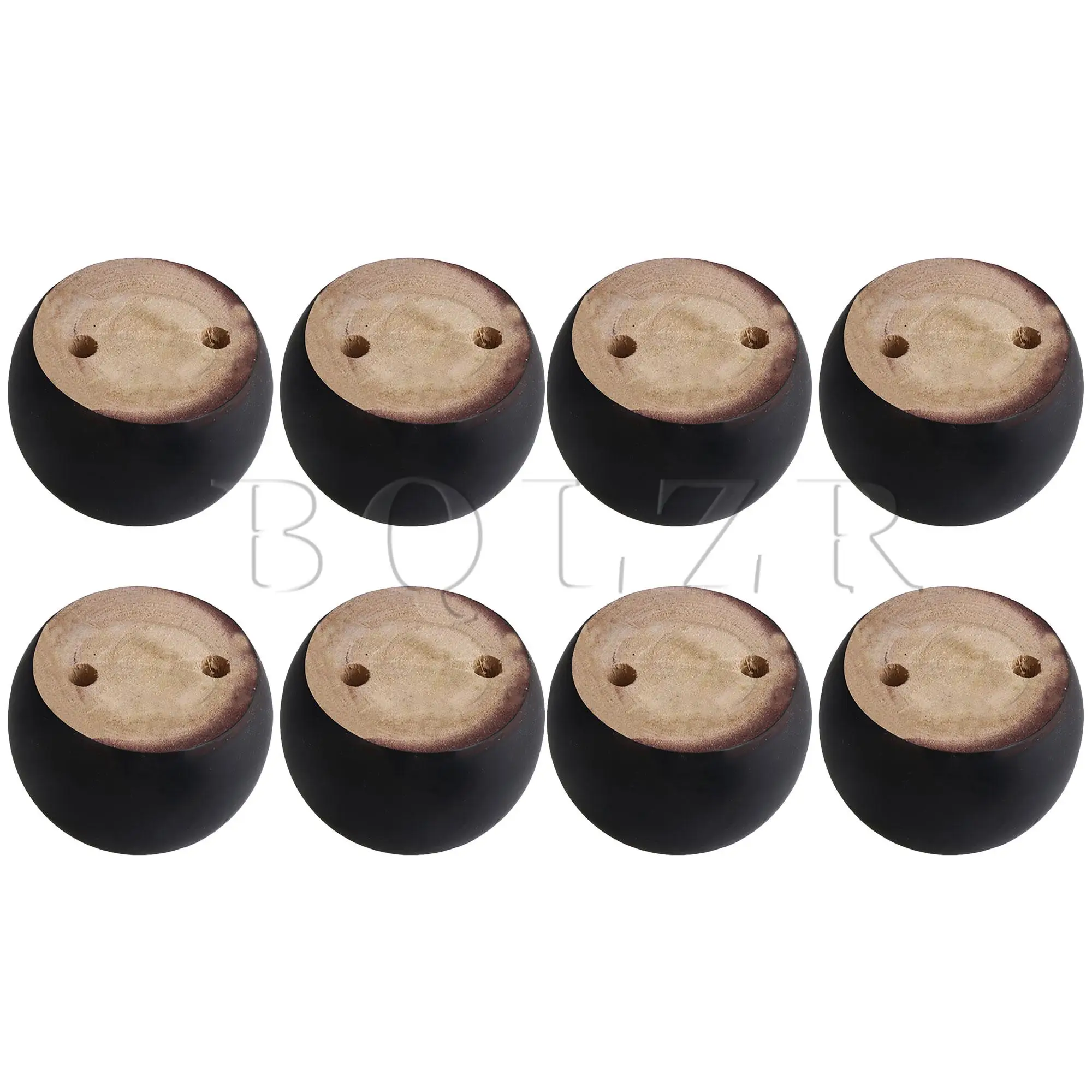 

BQLZR 8PCS Black Wooden Round Cabinet Couch Legs 8x5cm for Furniture Hardware