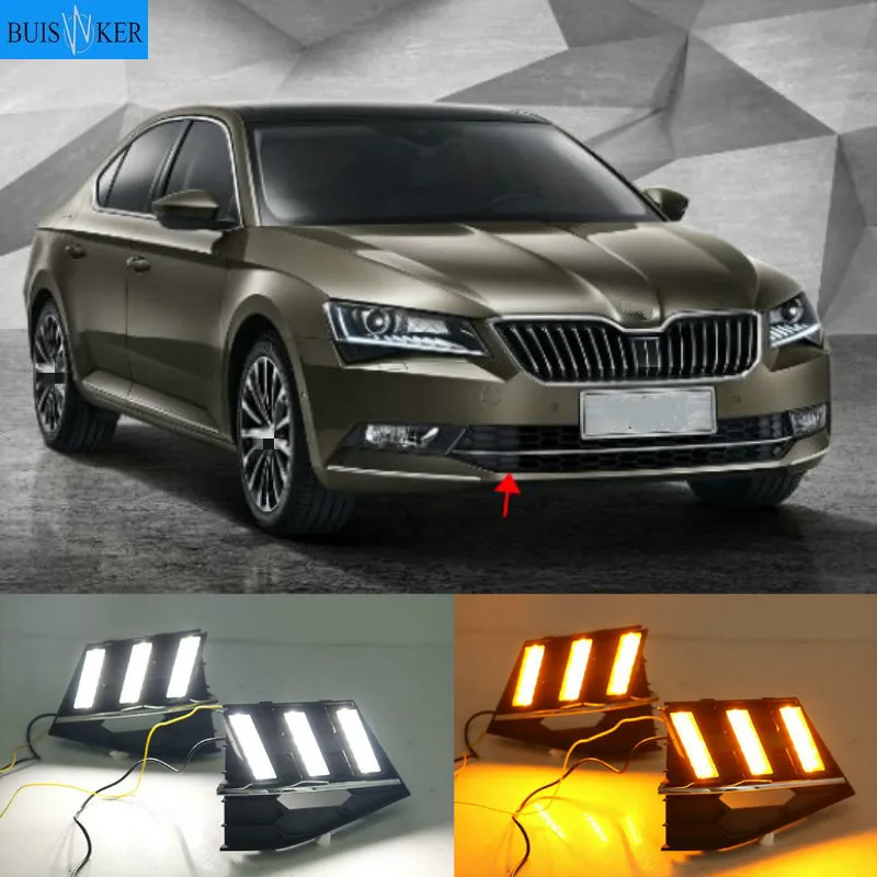 

1 set For SKODA SUPERB 2016-2018 12V ABS LED DRL Daytime Running Lights Fog Lamp Cover Car- styling