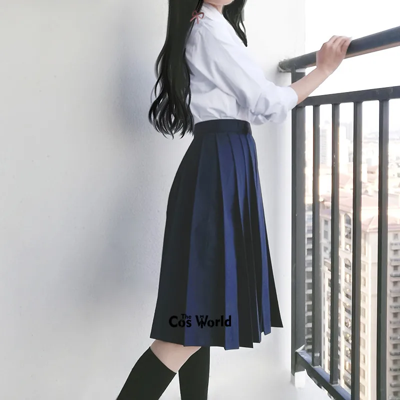 Saia plissada de cintura alta para meninas, vestido japonês de cores sólidas, uniforme escolar jk, panos de estudantes