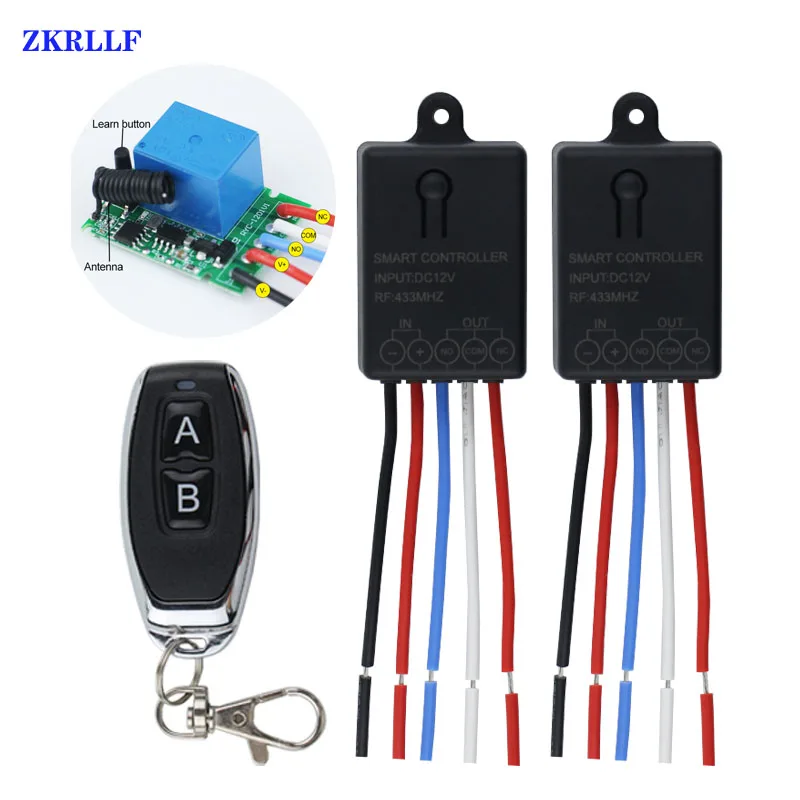 433Mhz DC 12V 10A 1CH Universal Wireless RF Remote Control Switch Receiver Module and RF Transmitter Electronic Lock Control Diy