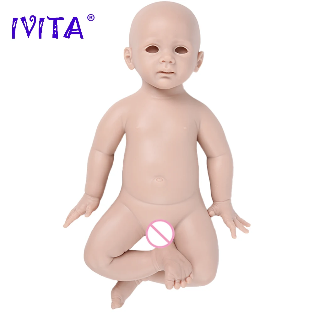 IVITA-Kit de jouets vierges en silicone pour bébé Reborn, poupées souples non peintes et inachevées, 3 couleurs, choix des yeux réalistes, nouveau-né, bricolage