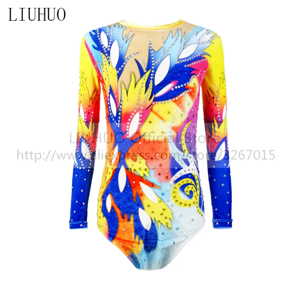 LIUHUO Figure Skating Dress Women's Girls' Ice Performance Rhythmic Gymnastics Competition Multicolor Leotard Dance Aerobics Kid