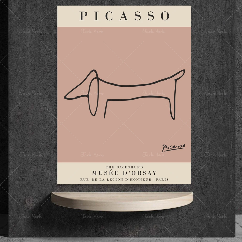 

Picasso dog modern wall art prints set dachshund