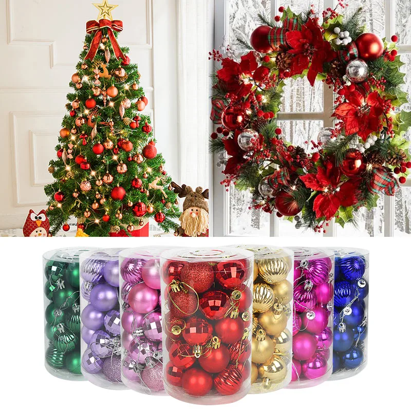 

34pcs 40mm Christmas Balls Christmas Tree Hanging Decor Glitter Balls Bauble For New Year 2021 Xmas Party Home Ornaments Navidad