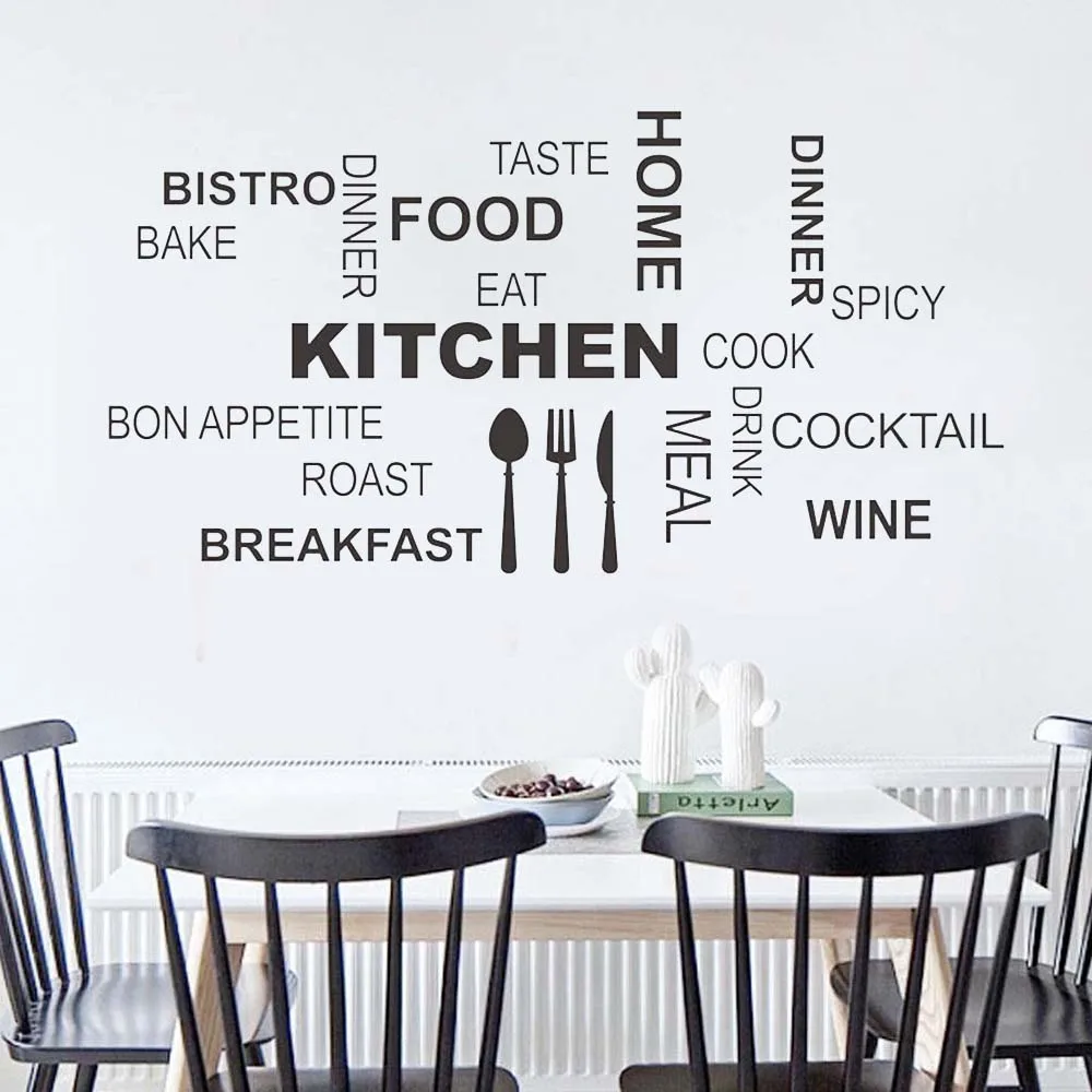 Kitchen Cook Wall Sticker Creatives Lettering Quotes Art Food Taste Vinyl Wall Decal Modern Home Dining Room Decoration Y673