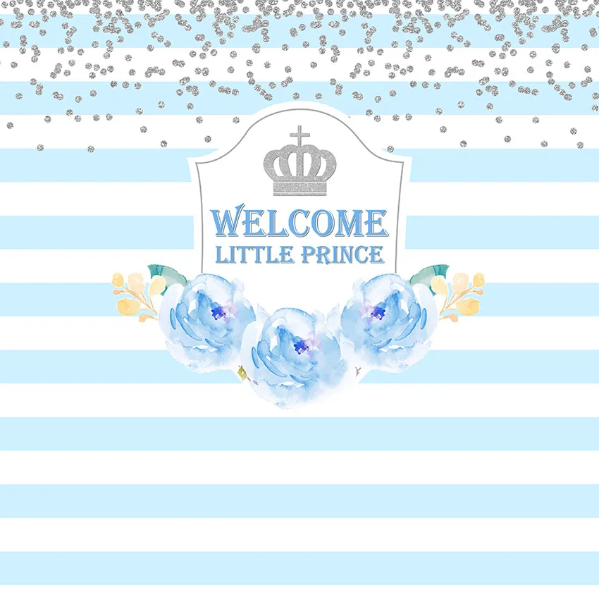 

10x10 футов Добро пожаловать Маленький принц детский душ блестки полосы цветы на заказ Фото фоны для студии винил 300 см x 300 см