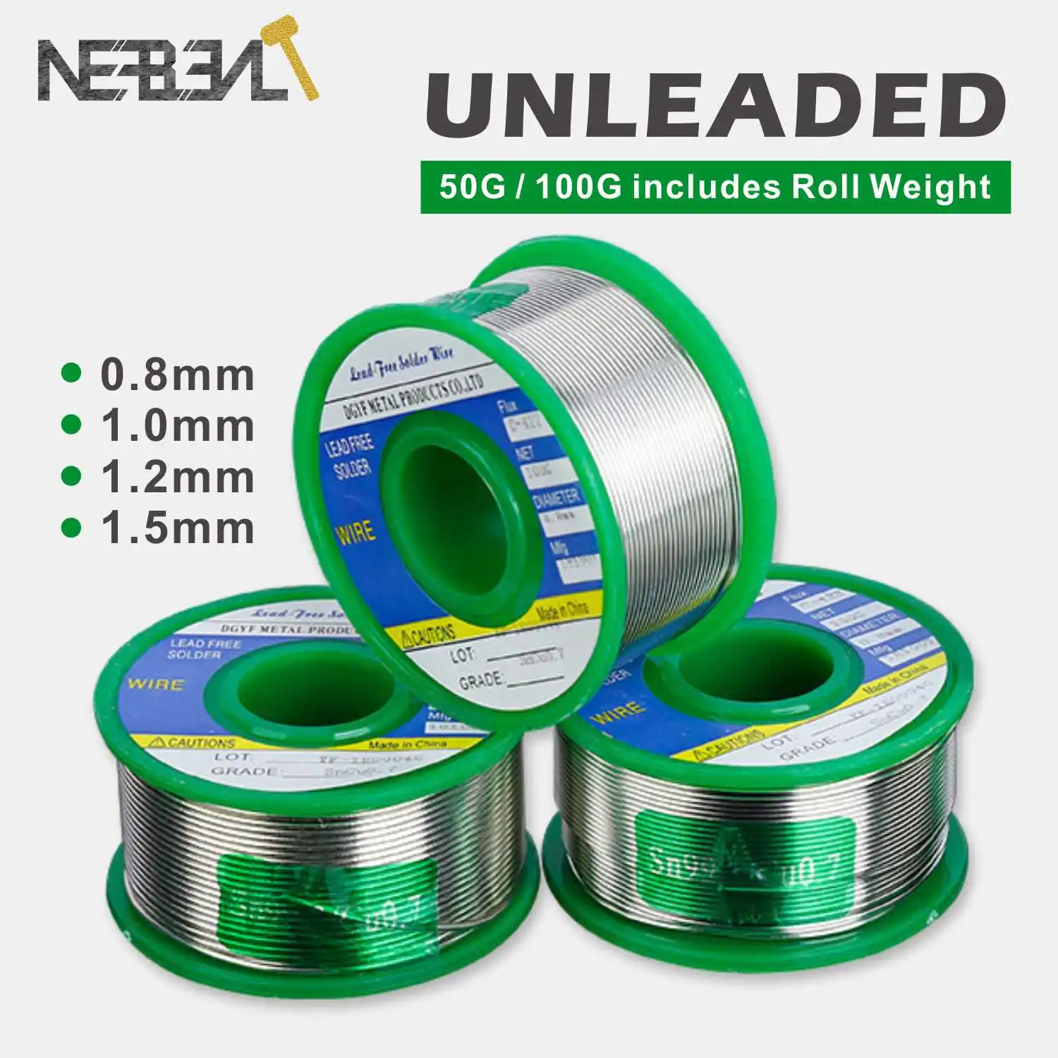 50/100g Lead Free Solder Wire Tin Melt Welding Soldering Iron 0.8/1.0/1.2/1.5mm Unleaded Lead Rosin Core for Electrical Solder