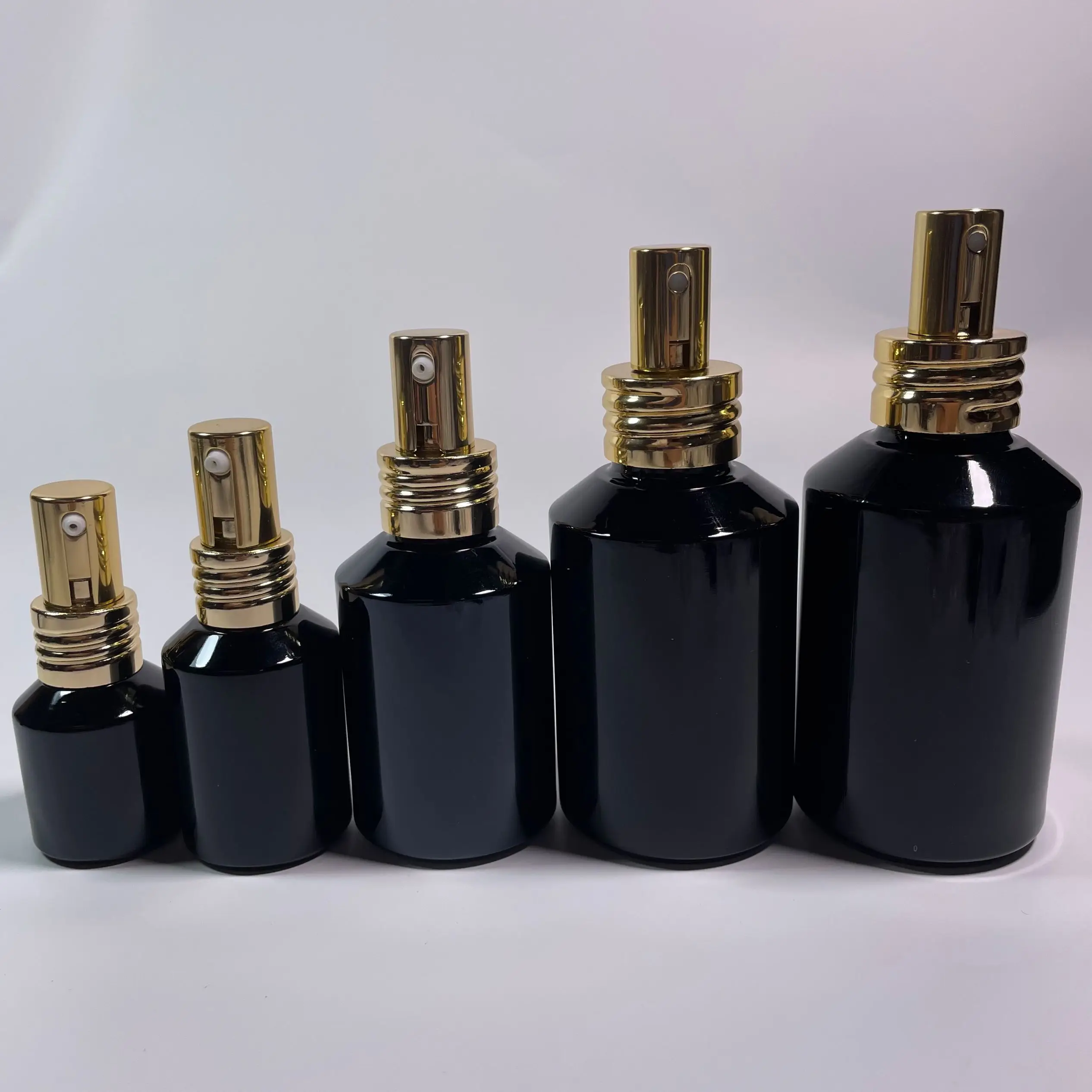 

Cosmetic Packaging 15ml 30ml 60ml 120ml 200ml Black Glass Spray Bottles Full Set Green Blue Amber Glass Lotion Bottle With Lid