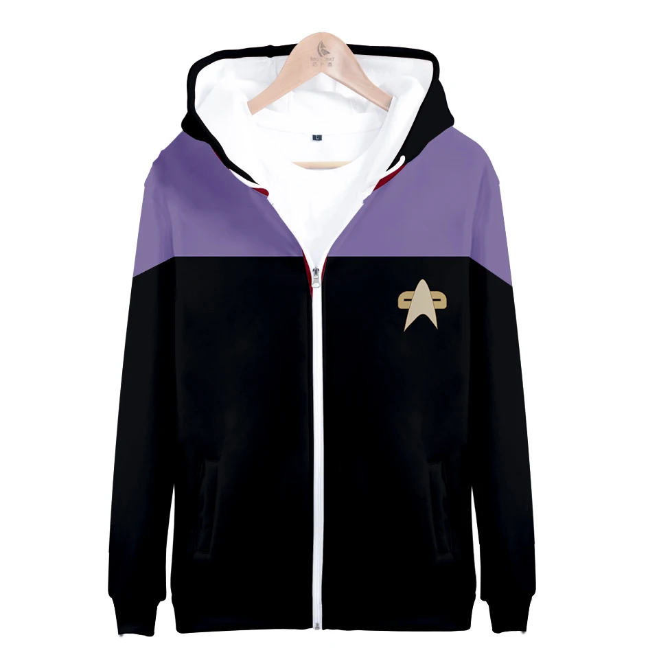 Gorący film Star trek bluzy 3D bluzy zamek z długim rękawem ubrania Star trek cosplay bluza z kapturem Plus rozmiar dla mężczyzn streetwear