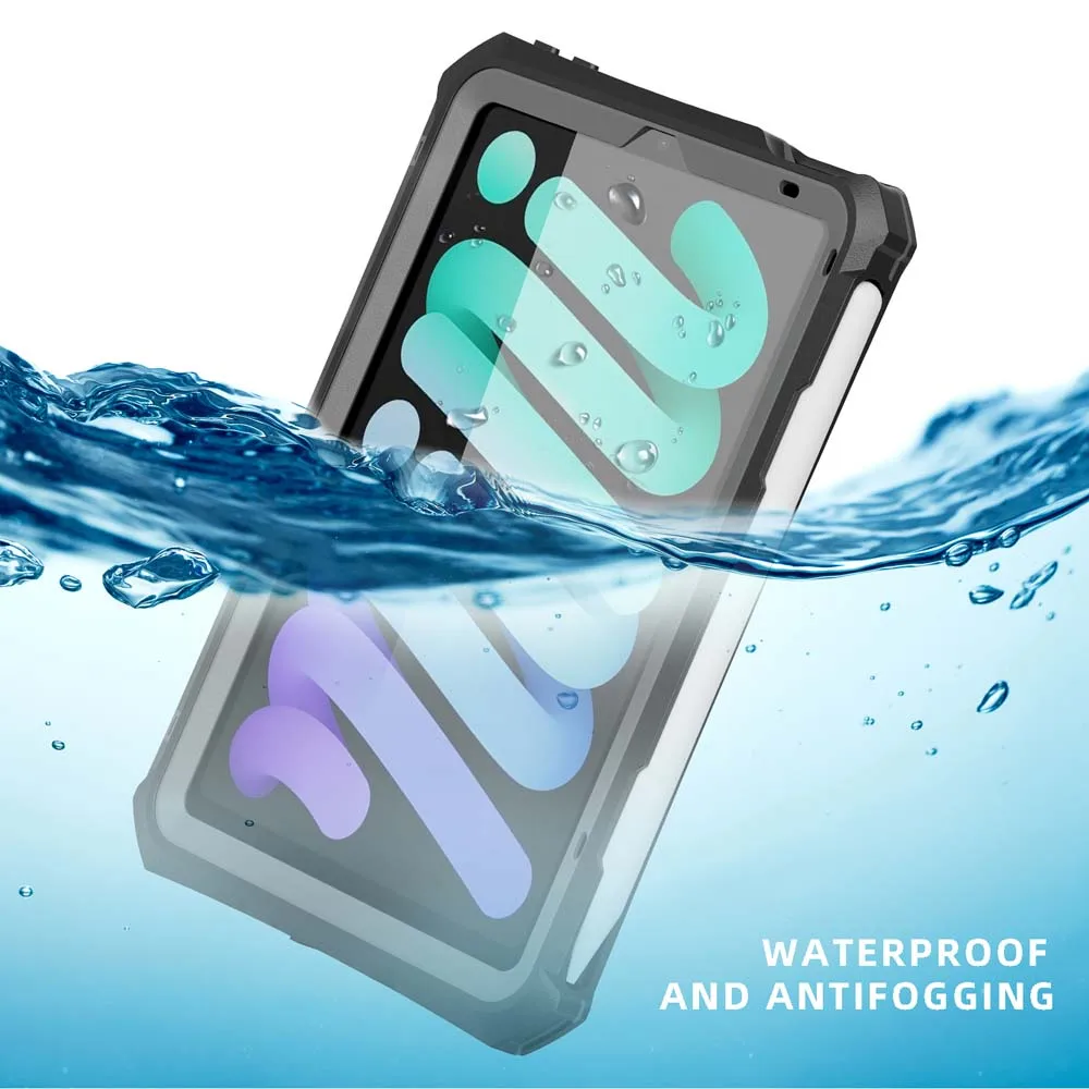 Waterproof Case for iPad Mini 6 2021 Full Coverage Swimming Diving Shockproof Cover for iPad Mini 6th 2021 Protective Shell Case