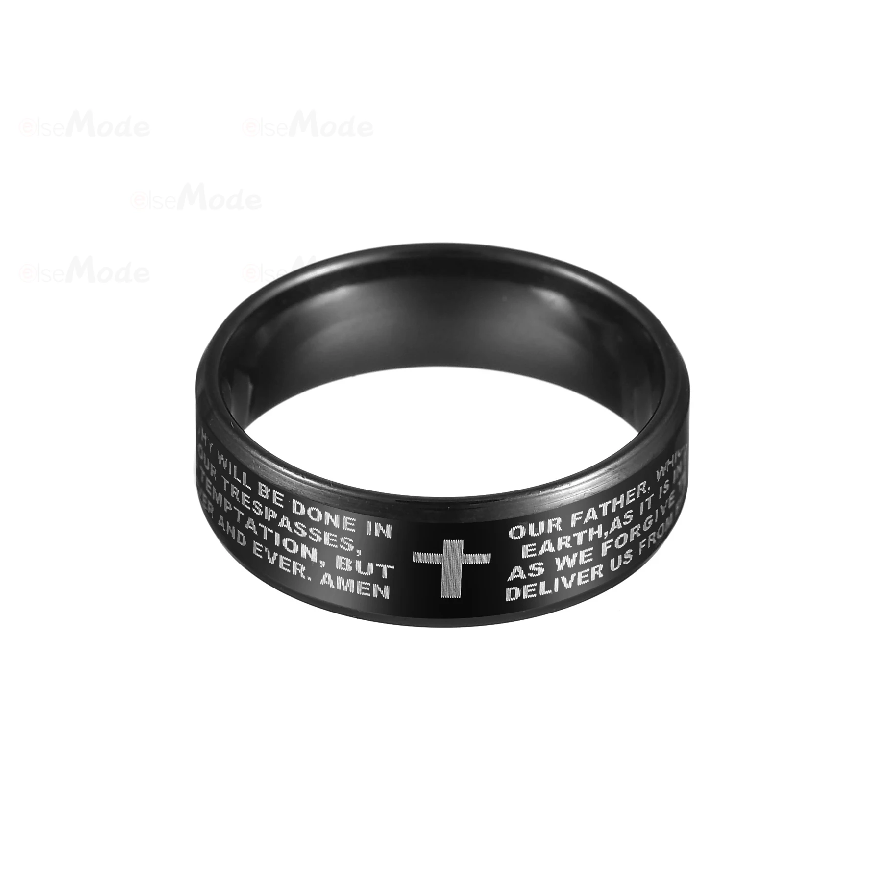 Bxzyrt 8mm Czarna stal nierdzewna English Letter Lord\'s Prayer Ring Serenity For Women Men Bible Cross Prayer Rings Jesus Jewelry