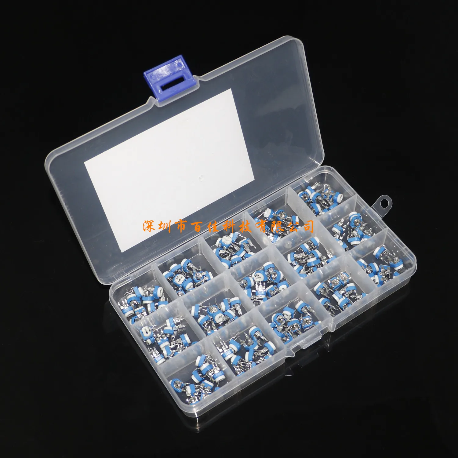 150pcs 15 kinds specifications × 10PcsBlue and White Adjustable Resistor 6mm Classification Box Set