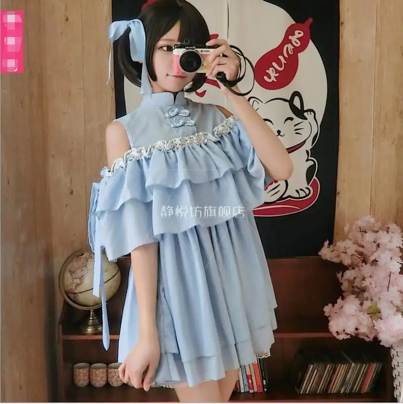 Chinesischen stil Mori Mädchen kleid kawaii Lolita retro süße prinzessin kleid tee party Cos Loli Fee Kleid