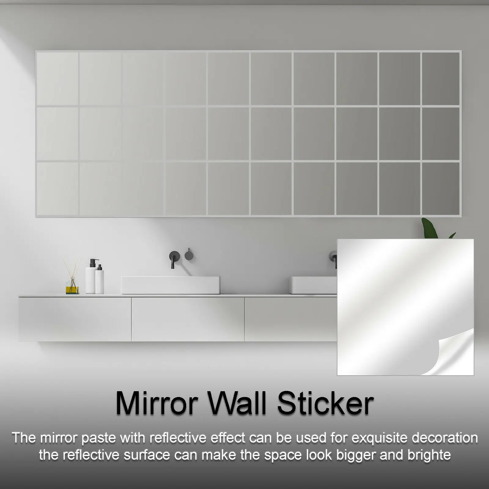 DIY Mirror Wall Sticker Soft Mirror Acrylic Material Smooth and Easy to Stick and Use Room Bathroom Self Stick Full Body Mirror