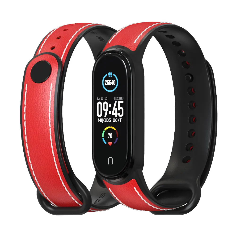 Für Mi Band 7 Strap für Xiaomi Mi Band 6 Armband Armband Correa Miband 5 Xiomi NFC Sport TPU Leder atmungsaktive Ersatz