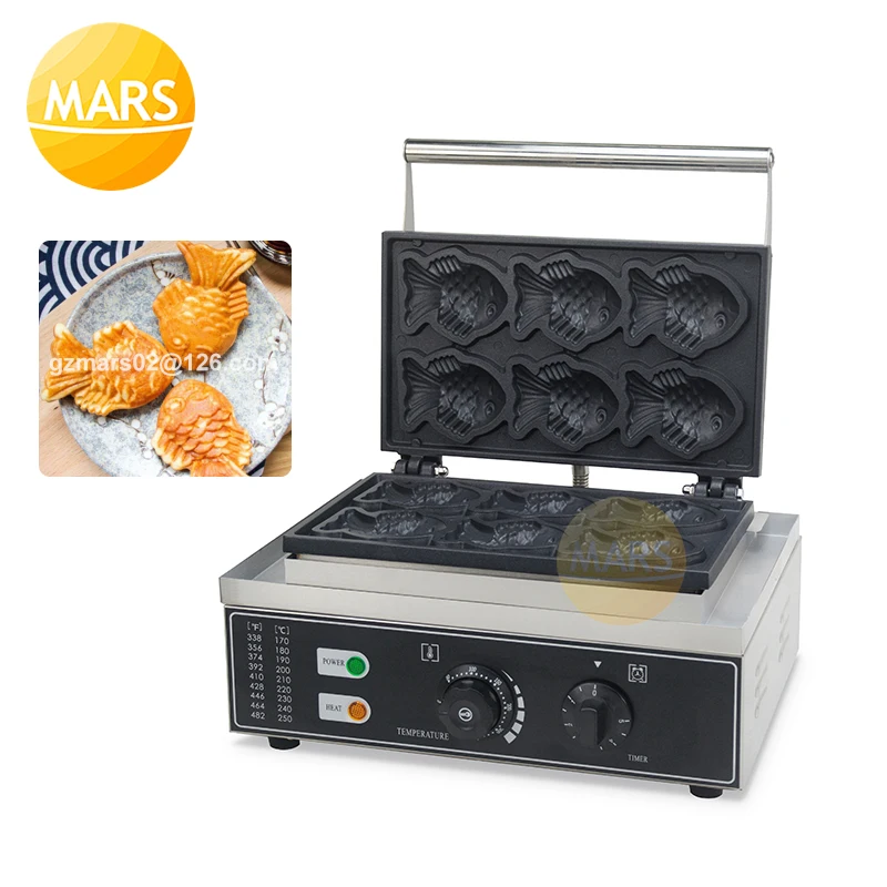 

Commercial Non Stick 6pcs Fish Shape Waffle Cone Maker Dessert Machine Small Taiyaki Fish Cake Waffle Mold Making Pan Equipement