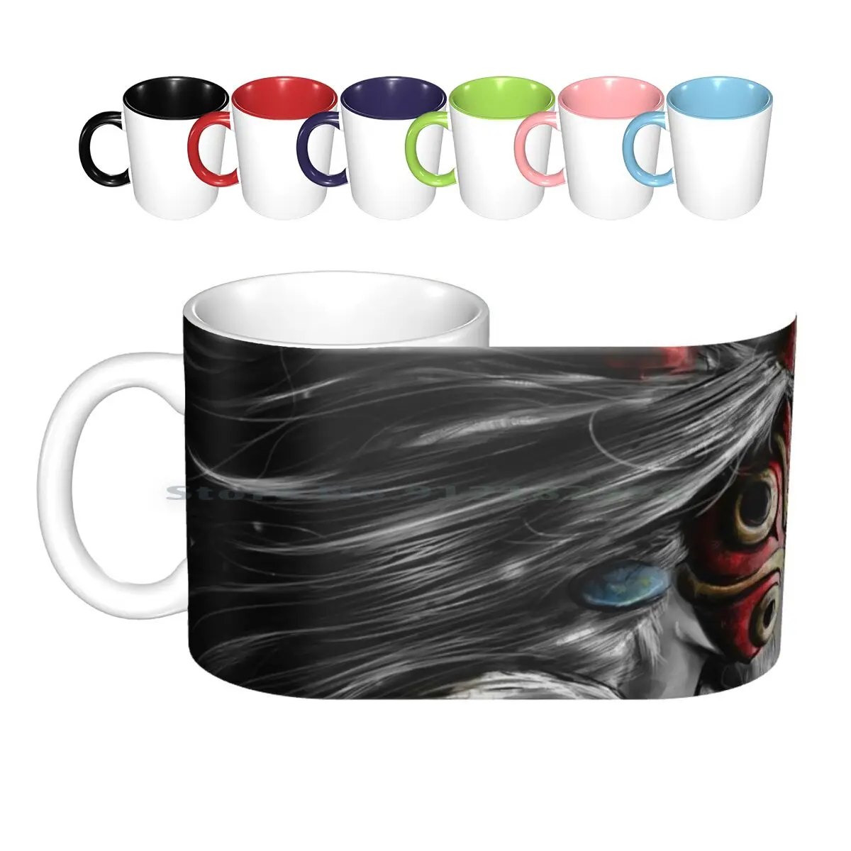 Fury Of The Princess Anime Digital Painting Ceramic Mugs Coffee Cups Milk Tea Mug Girls Womens Forest Nature Wolf Wolves