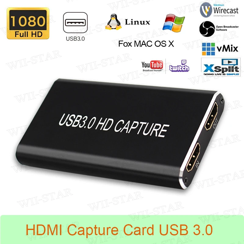 HDMI to HDMI USB 3.0 TYPE C 1080P with Cable HDMI to USBC TYPE C Video Capture Adapter for Mac Windows Linux Os X Game Recording