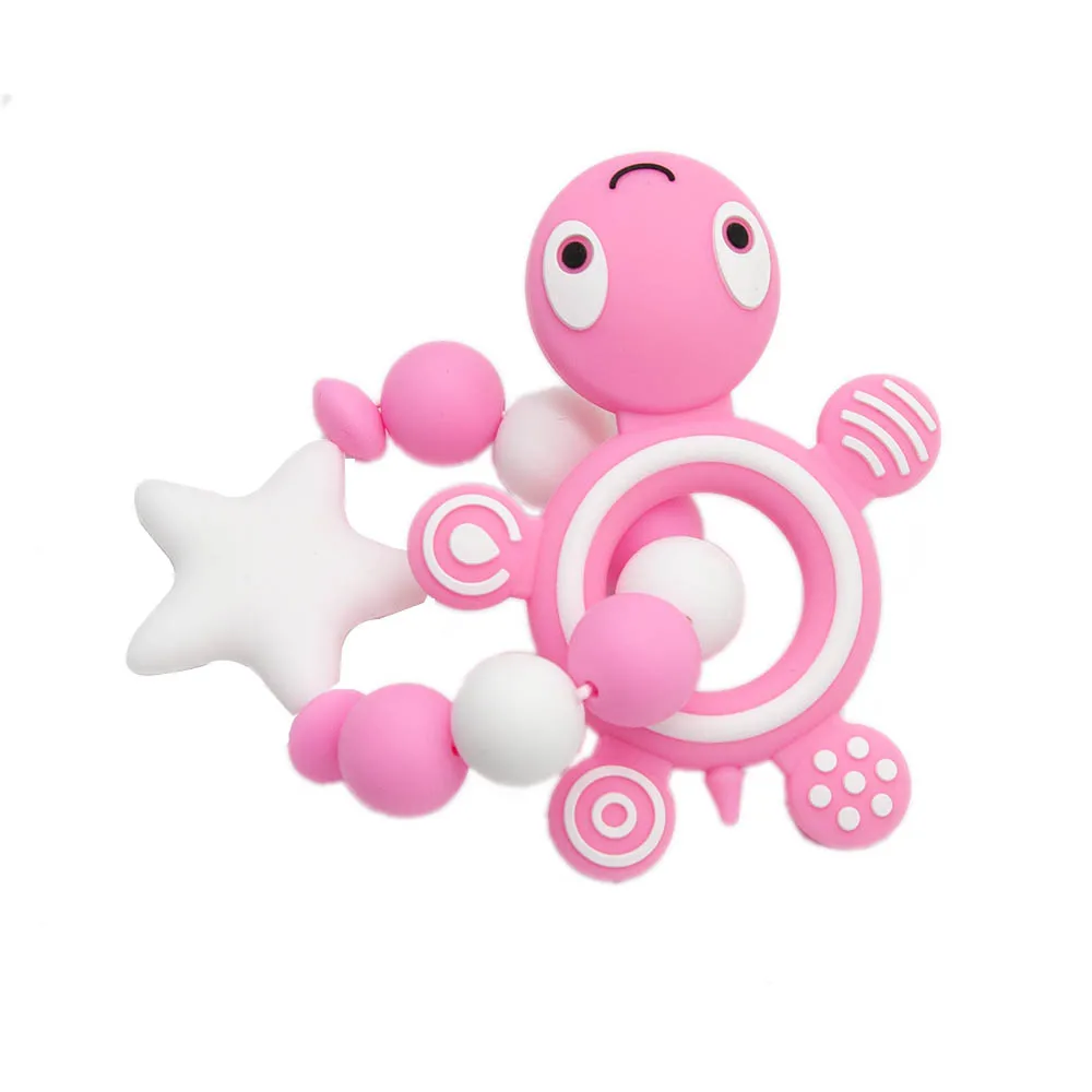 

Cute-Idea 1set Silicone Pacifier Nursing Chain Teether Lovely Toddle Soft Pendants Handmade DIY Beads Cartoon Animals Teething