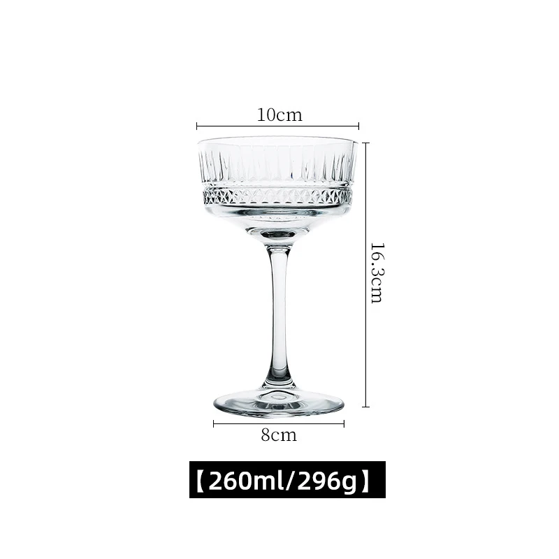 European Engraved Champagne Glass High-Footed Martini Goblet Personality Dessert Cup Creative Cocktail Cups Bar Red Wine Glasses