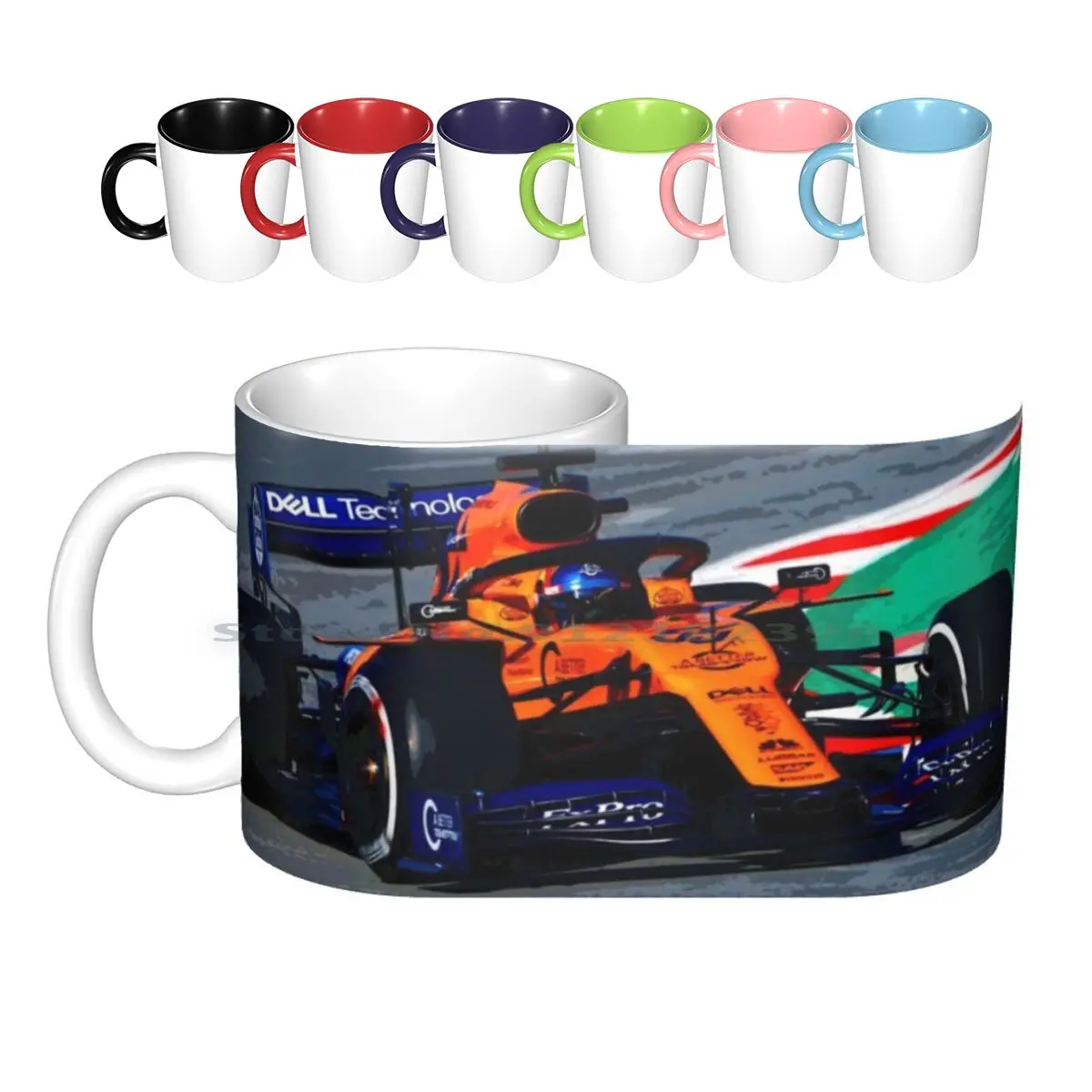 Carlos Sainz Driving His 2019 Car Ceramic Mugs Coffee Cups Milk Tea Mug Racecar Racing Sports Fia Racingdriver Racing Driver