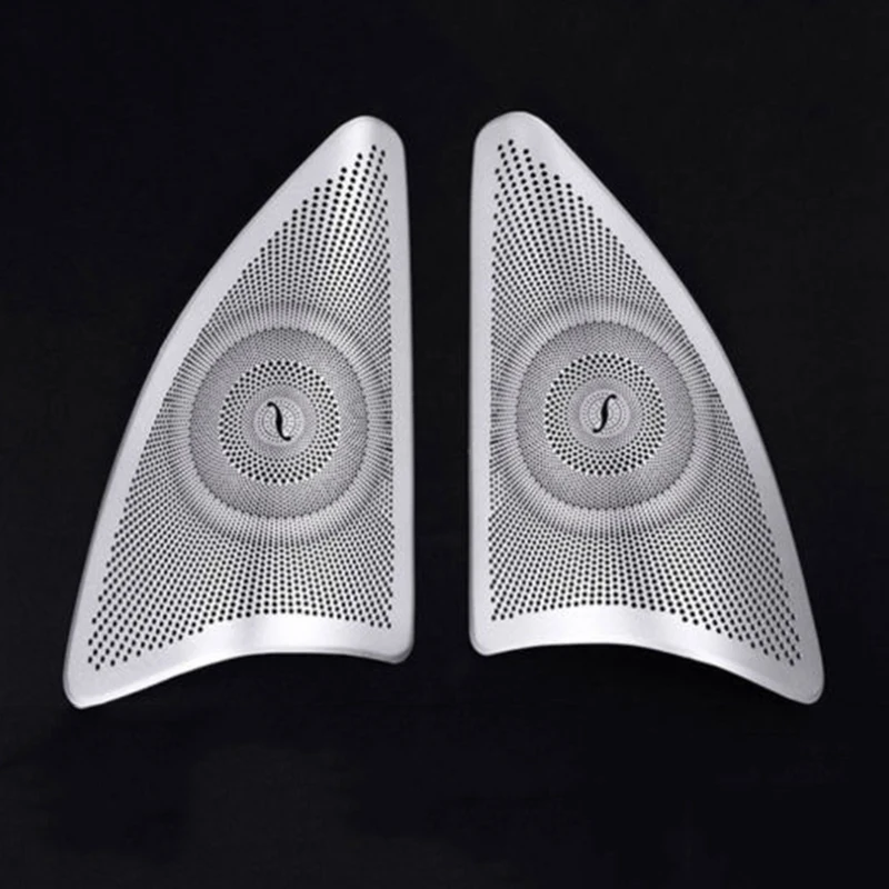 4Pcs Silver Aluminum Alloy Front+R Car Door Sound Speaker Chrome Cover Trim For Mercedes-Benz W166 ML X166 GL-CLass GLE