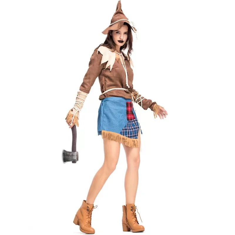 Disfraz de higo de granjero para mujer, disfraces de espantapájaros de Halloween, Carnaval, desfile de Purim, escenario, club nocturno, Bar, vestido de fiesta de juegos de rol
